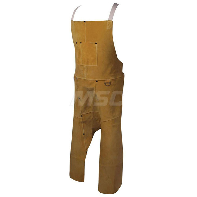 PIP 3242 Split Leg Bib Apron: Welding, Kevlar & Pigskin Leather, 42" OAL, Shoulder & Waist Straps Closure