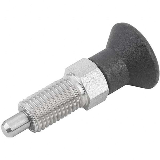 KIPP K0630.201412 M20x1.5, 25mm Thread Length, 12mm Plunger Diam, Hardened Locking Pin Knob Handle Indexing Plunger
