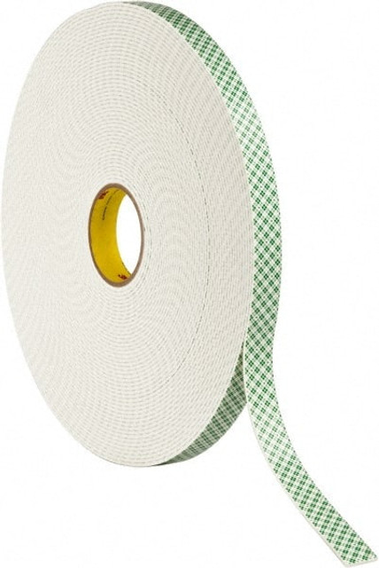 3M 7000048483 Off-White Double-Sided Urethane Foam Tape: 1" Wide, 36 yd Long, 1/8" Thick, Acrylic Adhesive