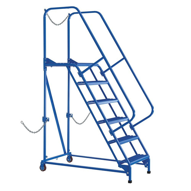 Vestil LAD-STAL-6-G Rolling Ladder: Type IA, 60" Platform, 350 lb Capacity, 6 Step, 30-1/16" Base