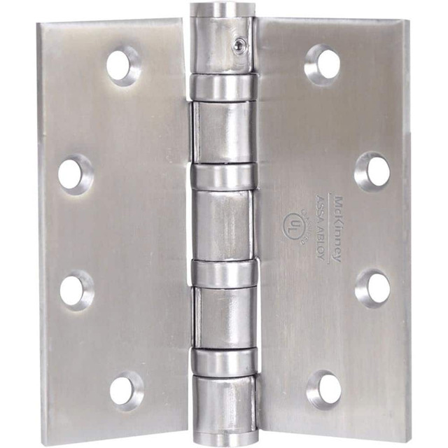 McKinney T4A3386 4-1/2X4 Commercial Hinges; Mount Type: Full-Mortise ; Hinge Material: Brass ; Length (Inch): 4-1/2 ; Finish: Satin Chrome ; Door Leaf Height (Decimal Inch): 4.5000 ; Door Leaf Width (Decimal Inch): 2.2500