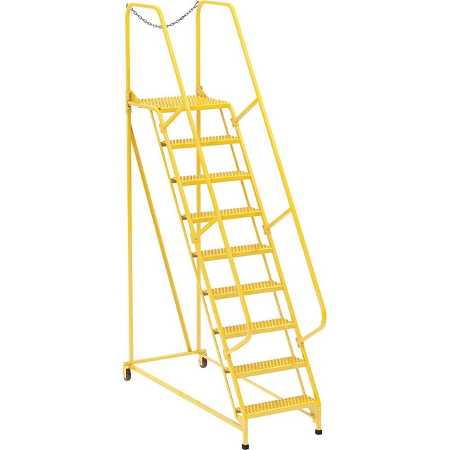 Vestil LAD-MM-9-G-YL Rolling Ladder: Type IA, 90" Platform, 350 lb Capacity, 9 Step, 29-1/2" Base