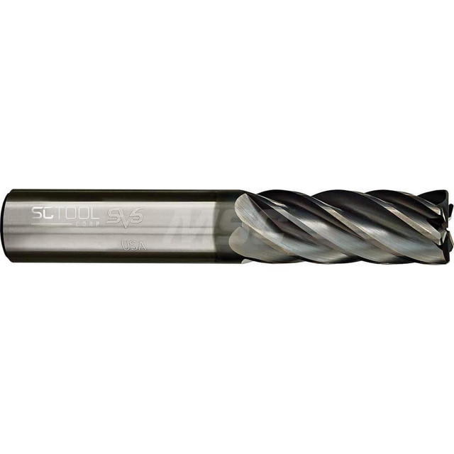 SC Tool 20610 Corner Radius End Mill: 3/8" Dia, 7/8" LOC, 0.09" Radius, 6 Flutes, Solid Carbide