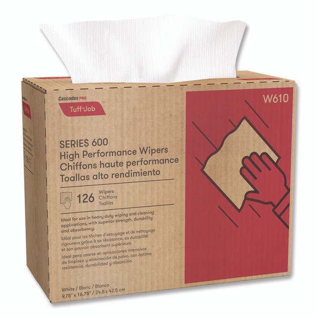 CASCADES TISSUE GROUP PRO W610 Tuff-Job S600 High Performance Wipers, 9 3/4 x 16 3/4, 126/Box, 10 Box/Carton