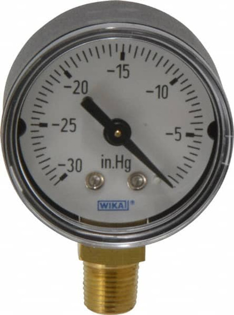 Wika 9747214 Pressure Gauge: 1-1/2" Dial, 1/8" Thread, NPT, Lower Mount