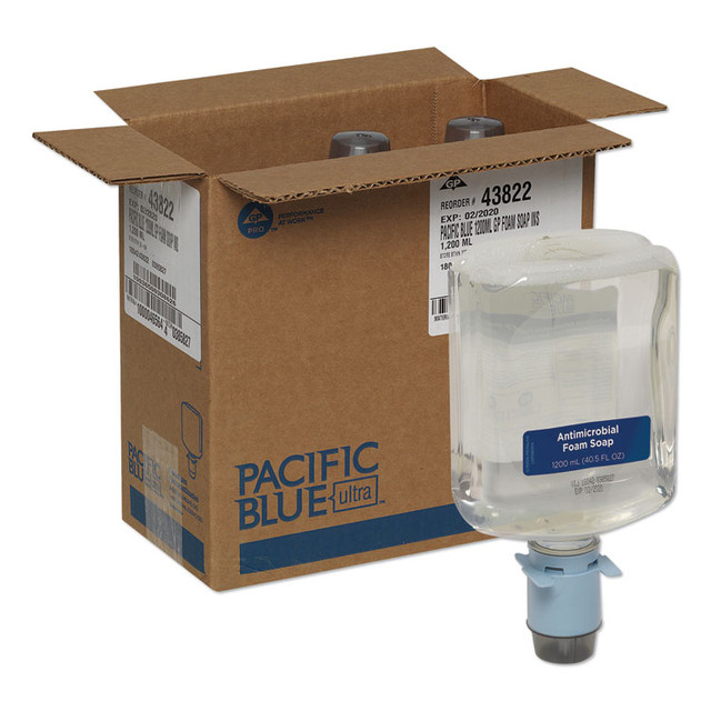 GEORGIA PACIFIC Professional 43822 Pacific Blue Ultra Automated Foam Soap Refill, Antimicrobial, E2 Rated, Fragrance-Free, 1,200 mL, 3/Carton