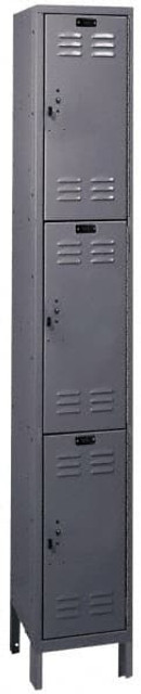 Hallowell UH1228-3A-HG 1-Wide Locker: 12" Wide, 11" Deep, 78" High, Padlock