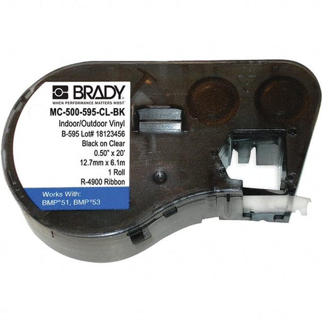 Brady 143363 Label Maker Label: Black & Clear, Vinyl, 1 Roll