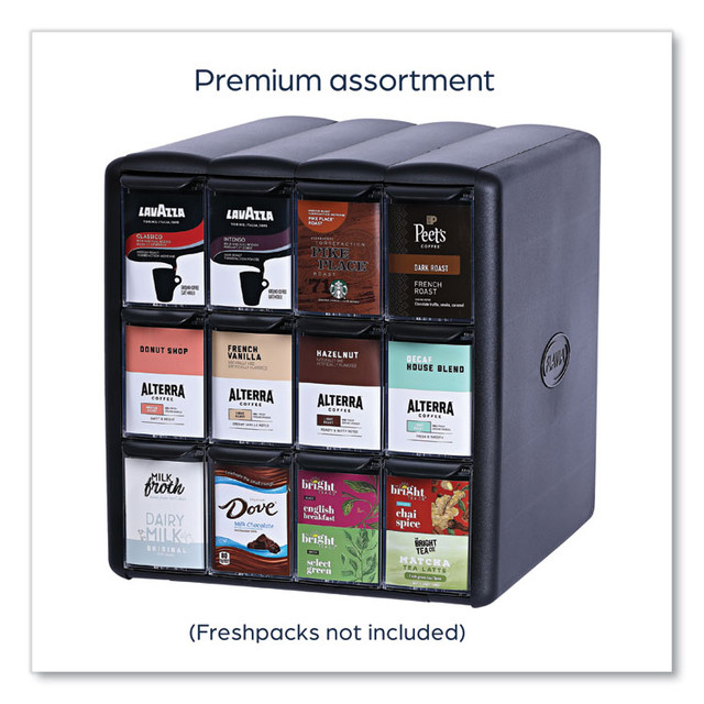 LAVAZZA FLAVIA® 25200002 Four Column Merchandiser, 12 Compartments, 15.2 x 17.2 x 16.3, Black