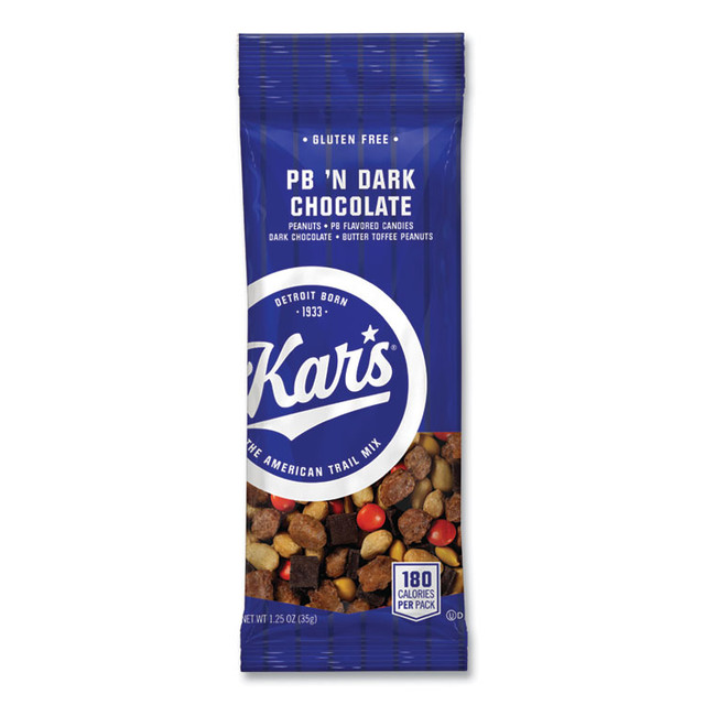 KAR'S NUTS 08037 Trail Mix, Dark Chocolate/Peanut Butter, 1.25 oz Packet, 24/Box