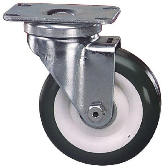 Albion 02XS03X51R Rigid Top Plate Caster: Rubber, 3-1/2" Wheel Dia, 1-1/4" Wheel Width, 150 lb Capacity, 4-11/16" OAH