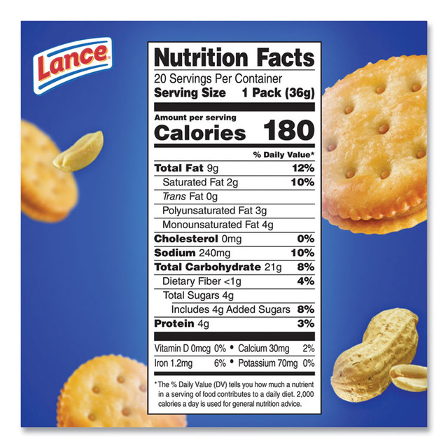 1908 BRANDS Lance® SN40654 Toasty Crackers, Peanut Butter, 1.25 oz Packet, 24/Box