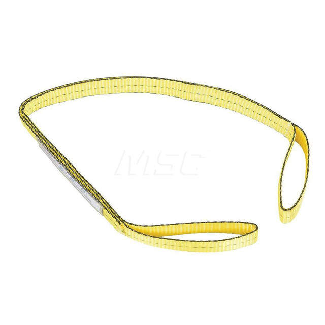 Vestil SLD-1-F-4-YL Web Sling: 1" Wide, 4' Long, 3,200 lb Vertical, 2,560 lb Choker, 6,400 lb Basket, Polyester