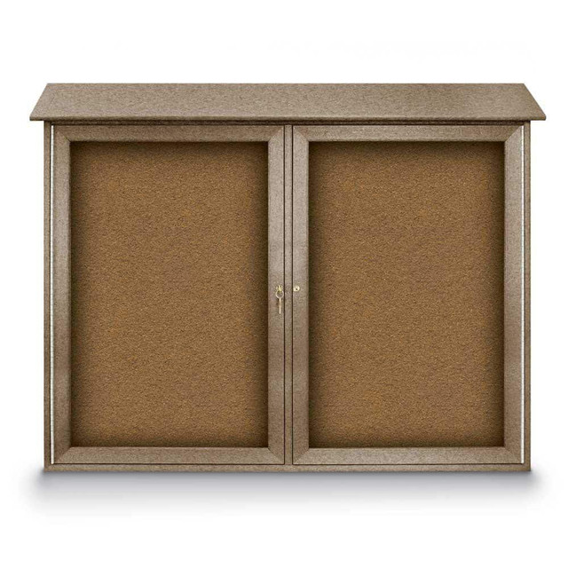 United Visual Products UVDD4536-WEAWOD Enclosed Bulletin Board: 45" Wide, 36" High, Cork, Tan