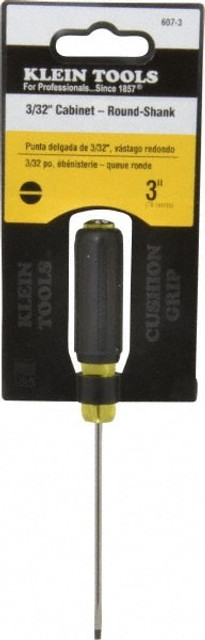 Klein Tools 607-3 Slotted Screwdriver: 3/32" Width, 5-3/4" OAL, 3" Blade Length