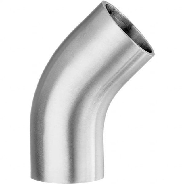USA Industrials ZUSA-STF-BW-86 Sanitary Stainless Steel Pipe 45 ° Elbow, 4", Butt Weld Connection