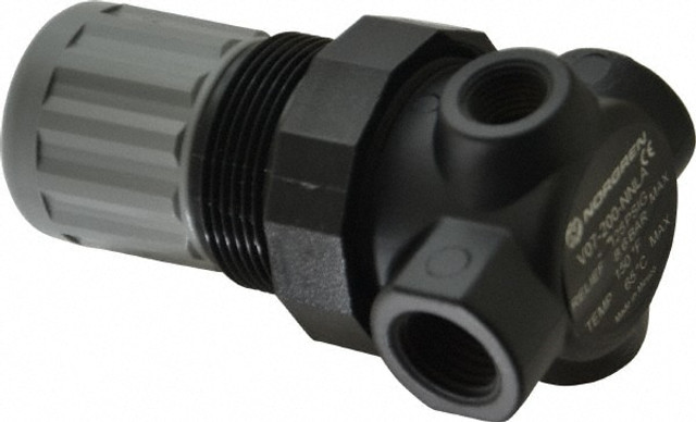 Norgren V07-200-NNLA Relief Air Valve: Knob Adjustment Actuator, 1 Position, 1/4" Inlet, 1/4" Outlet, NPT Thread