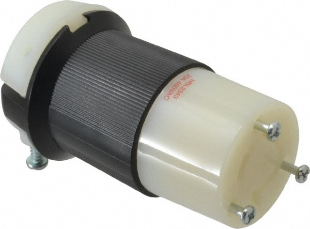 Hubbell Wiring Device-Kellems HBL2343 Locking Inlet: Connector, Industrial, L8-20R, 480V, Black & White