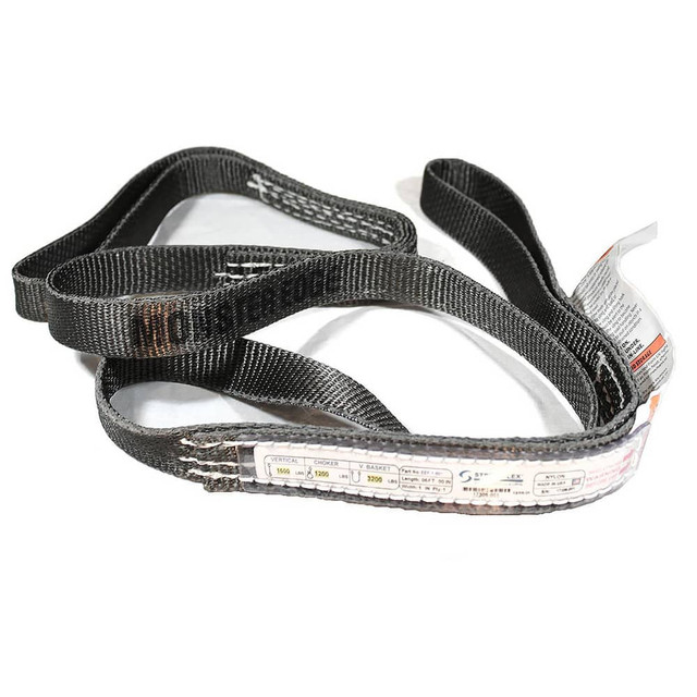 Stren-Flex EET-1-901ME-08 Eye & Eye Sling: 1" Wide, 8' Long, 1,600 lb Vertical, 1,200 lb Choker, 3,200 lb Basket, Nylon