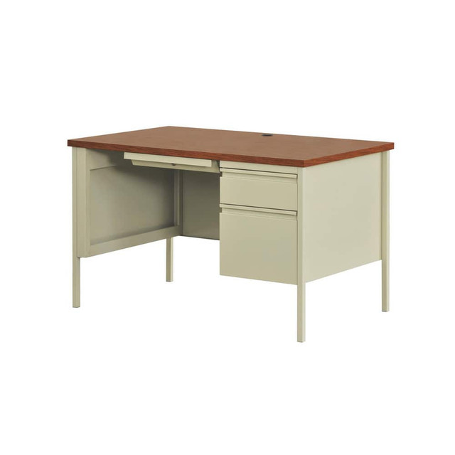 Hirsh 20091 Right Pedestal Desk: Melamine, Particle Board Top, Putty & Oak