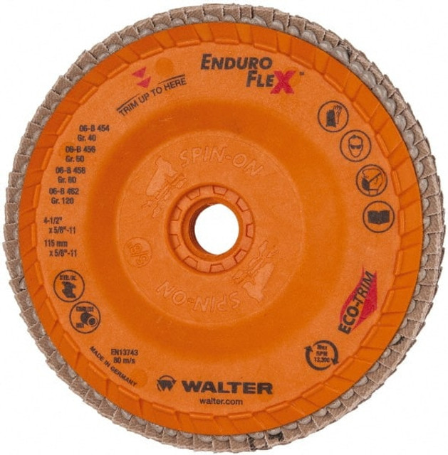 WALTER Surface Technologies 06B458 Flap Disc: 5/8-11 Hole, 80 Grit, Type 27