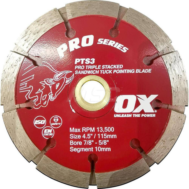 Ox Tools OX-PTS3-4.5 Wet & Dry Cut Saw Blade: 4-1/2" Dia, 5/8 & 7/8" Arbor Hole