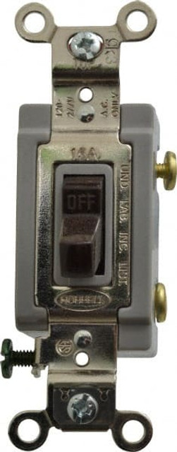 Hubbell Wiring Device-Kellems HBL1201 1 Pole, 120 to 277 VAC, 15 Amp, Industrial Grade Toggle Wall Switch