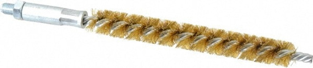 Schaefer Brush 93610 Double Stem/Single Spiral Tube Brush: 1/2" Dia, 6-1/4" OAL, Brass Bristles