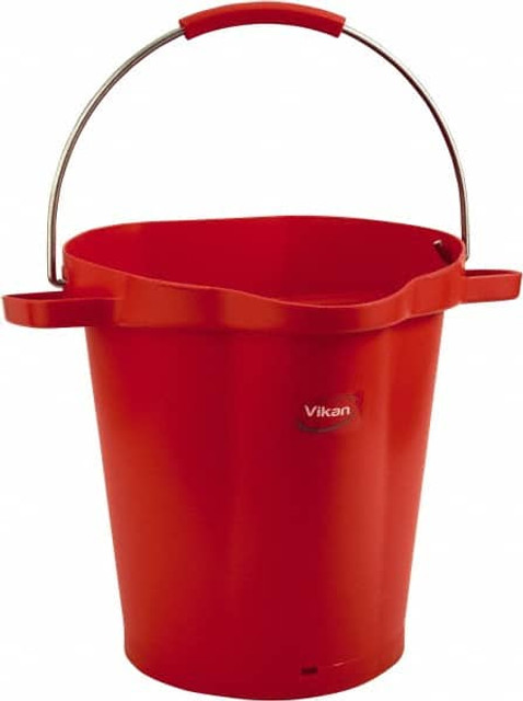 Vikan 56924 5 Gal, 18" High, Polypropylene Round Red Single Pail with Pour Spout