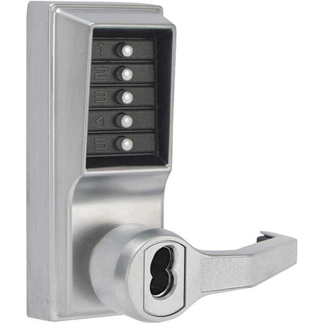 Simplex LR1041M-26D-41 Lever Locksets; Type: Push-button Lock; Door Thickness: 1-3/4; Back Set: 2-3/4; For Use With: Commercial Doors; Finish/Coating: Satin Chrome; Material: Steel; Material: Steel; Door Thickness: 1-3/4; Lockset Grade: Grade 1; Cyli