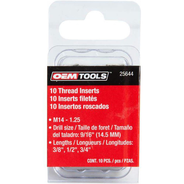 OEM Tools 25644 Thread Repair Kits; Kit Type: Threaded Insert ; Insert Thread Size (mm): M14x1.25 ; Includes Drill: No ; Includes Tap: No ; Includes Installation Tool: No ; Includes Tang Removal Tool: No