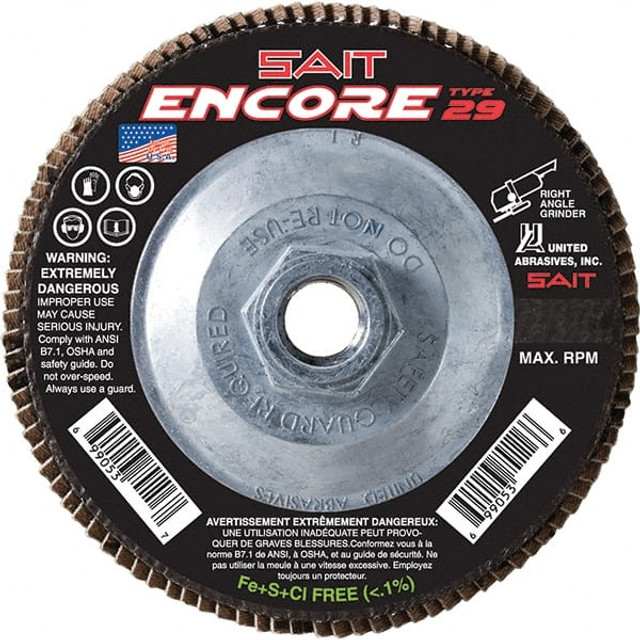 Sait 71281 Flap Disc: 5/8-11 Hole, 120 Grit, Zirconia Alumina, Type 27