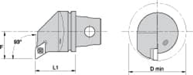 Kennametal 1144425 Modular Turning & Profiling Cutting Unit Head: Size KM32, 35 mm Head Length, Internal, Right Hand