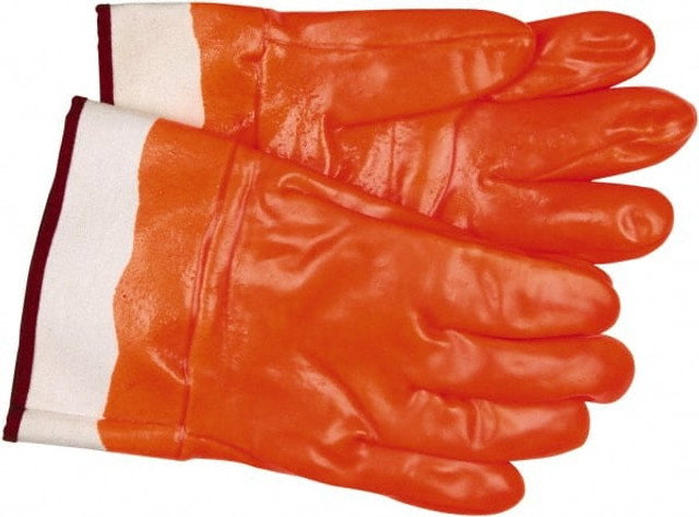 MCR Safety 6710FS Chemical Resistant Gloves: Large, 28 mil Thick, Polyvinylchloride, Supported