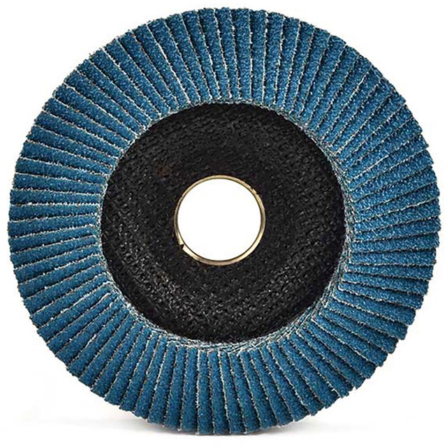 Superior Abrasives A010351 Flap Disc: 4-1/2" Dia, 7/8" Hole, 80 Grit, Zirconia Alumina, Type 27