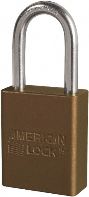 American Lock S1106BRN Lockout Padlock: Keyed Different, Key Retaining, Aluminum, Plated Metal Shackle, Brown