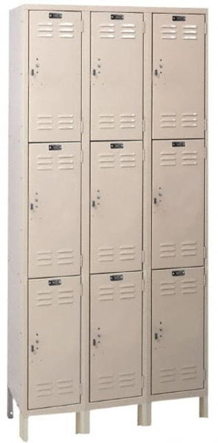 Hallowell UH3288-3PT 3-Wide Locker: 12" Wide, 17" Deep, 78" High, Padlock