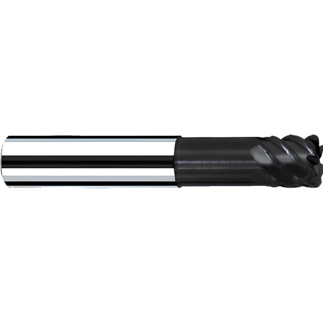 Fraisa B15650432 Corner Radius End Mill: 3/8" Dia, 3/8" LOC, 45 deg Helix, C Coated, Corner Radius End, Centercutting Series G Speed