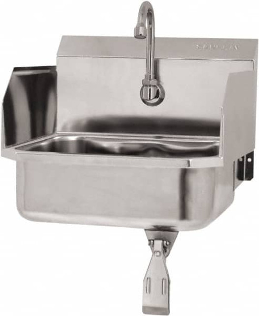 SANI-LAV 607L-0.5 Hand Sink: Wall Mount, Single Knee Valve Faucet, 304 Stainless Steel