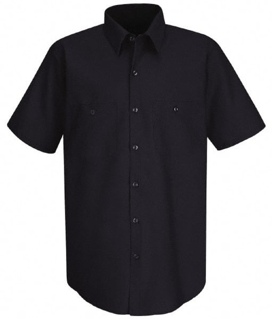 RedKap SC40NV SS 3XL Work Shirt: General Purpose, 3X-Large, Cotton, Navy Blue, 2 Pockets