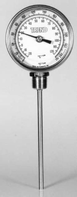 Wika 31120A010G4 Bimetal Dial Thermometer: 50 to 500 ° F, 12" Stem Length