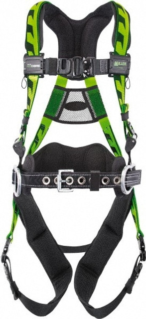 Miller ACA-QC-BDP/UGN Fall Protection Harnesses: 400 Lb, AirCore Construction Style, Size Universal, Polyester