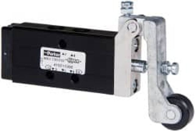 Parker 410211000 Mechanically Operated Valve: 4-Way & 2-Position, Roller Lever-Spring Return Actuator, 1/8" Inlet, 2 Position