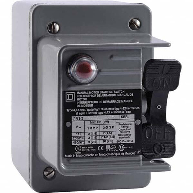 Square D 2510KW2B 3 Poles, 30 Amp, NEMA, Enclosed Toggle Manual Motor Starter