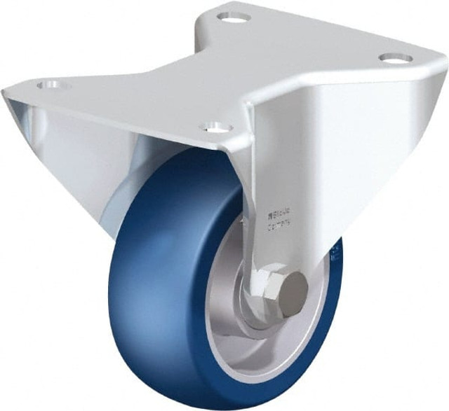 Blickle 742702 Rigid Top Plate Caster: Polyurethane-Elastomer Blickle Softhane, 4" Wheel Dia, 1-9/16" Wheel Width, 660 lb Capacity, 5-7/64" OAH