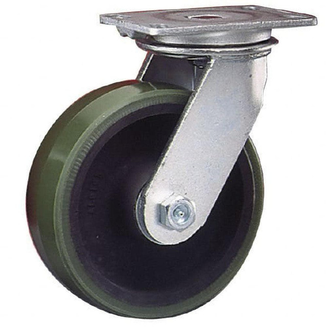 Albion 81TM08401S Swivel Top Plate Caster: Phenolic, 8" Wheel Dia, 2-1/2" Wheel Width, 2,000 lb Capacity, 10-1/8" OAH