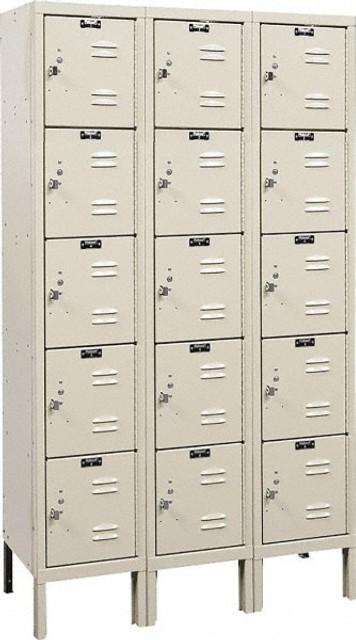 Hallowell U3256-5A-PT 3-Wide Locker: 12" Wide, 14" Deep, 66" High, Padlock