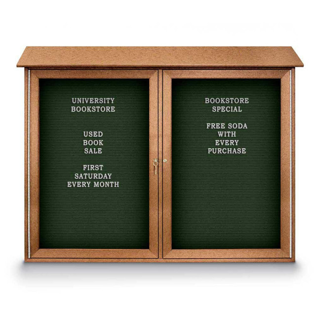 United Visual Products UVDD4536LB-CEDA Enclosed Letter Board: 45" Wide, 36" High, Fabric, Woodland Green