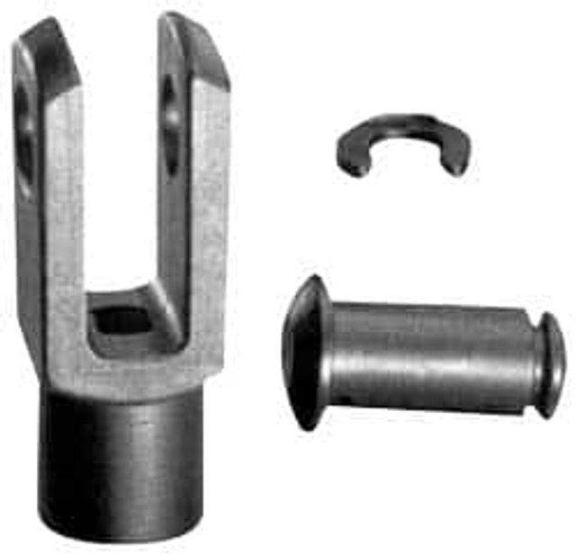 Igus GELIK-05 5/16-24 Thread, 0.63" Yoke Width, Thermoplastic, Polymer Clevis Joint with Pin & Clip Yoke