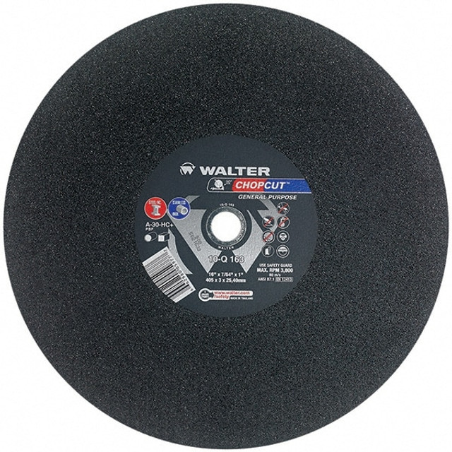 WALTER Surface Technologies 10Q163 Cut-Off Wheel: Type 1, 16" Dia, 7/64" Thick, 1" Hole, Aluminum Oxide